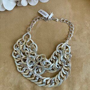 Robert Rose exquisite gold and silver asymetric necklace NWT